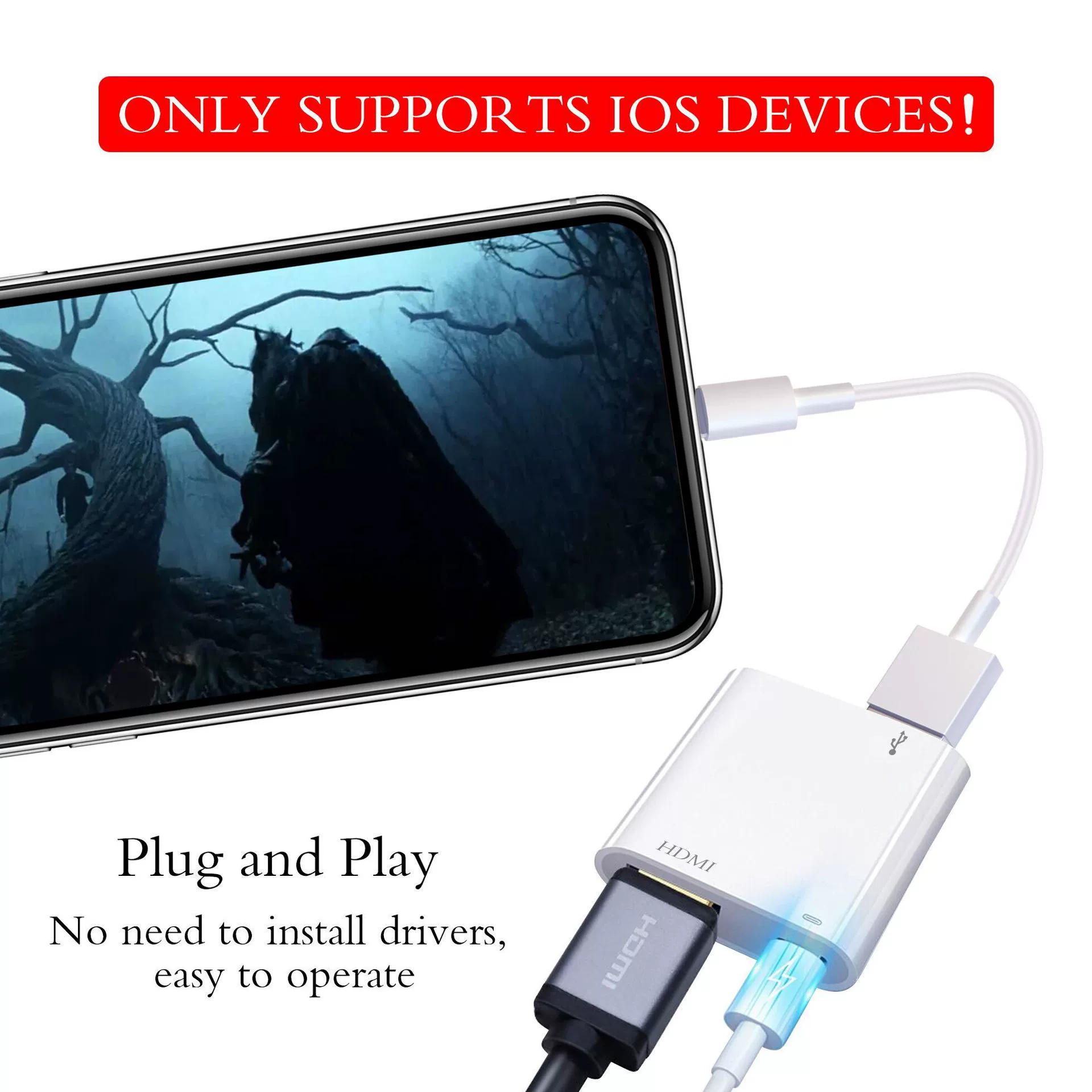 Конвертер HDMI совместим с iPhone, iPad, система iOS, USB интерфейс, адаптер 2-в-1, новый продукт