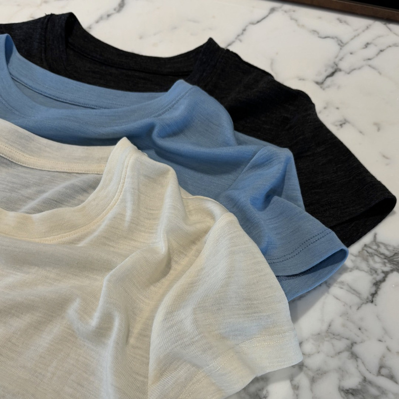 New Style Machine-Washable Wool Short-Sleeve Versatile Tee 0526I09