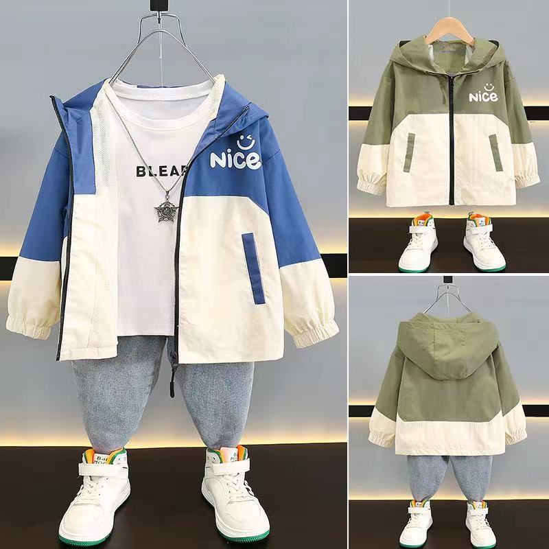 Ropa para niños Chaquetas para niños Primavera 2025 Nuevo estilo Chaquetas para niños grandes con capucha Primavera y otoño Ropa deportiva delgada Top