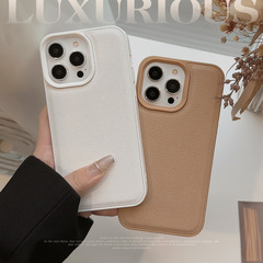 高級カーキ色はアップル15携帯ケースiphone16 promax秋冬皮質11純色13硬14