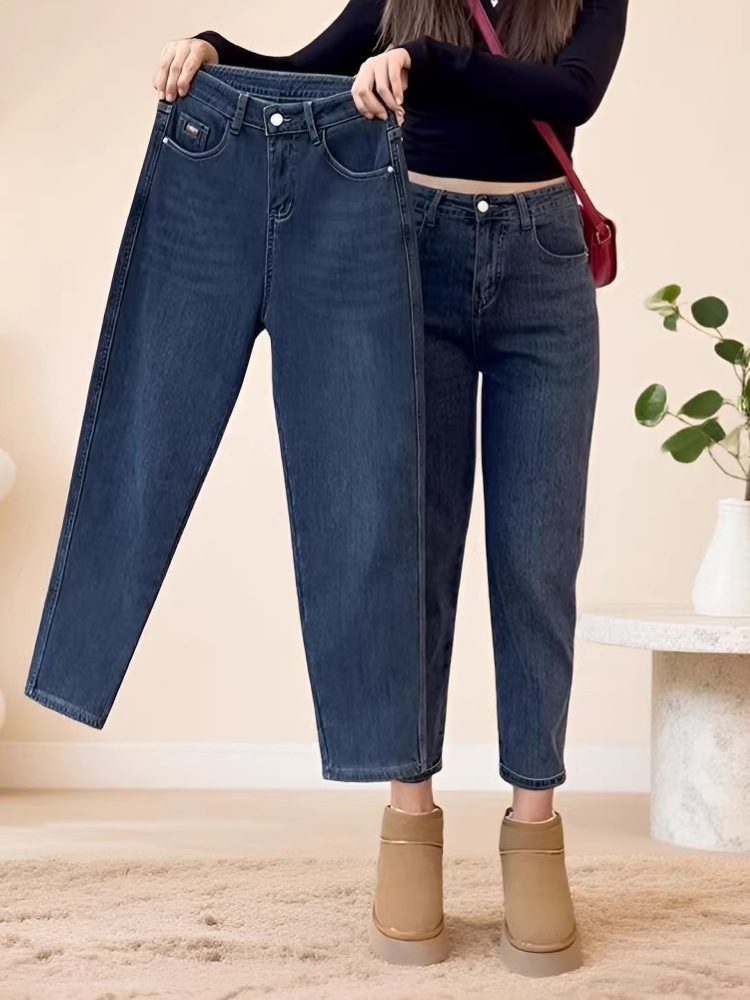 Xalqaro jeans ayollar uchun - kichik o'lcham, yumaloq shakl, harun kesimi, yozga mos