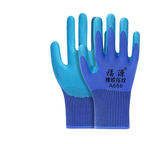 Labor protection gloves wholesale anti-slip wear-resistant industrial latex gloves construction thickened A688 nylon textured gloves