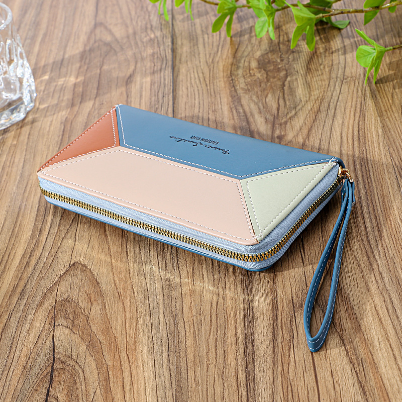 Women'S Gender Vintage Style Style Square Shape Medium Size Women's Color Block Pu Leather Zipper Wallets