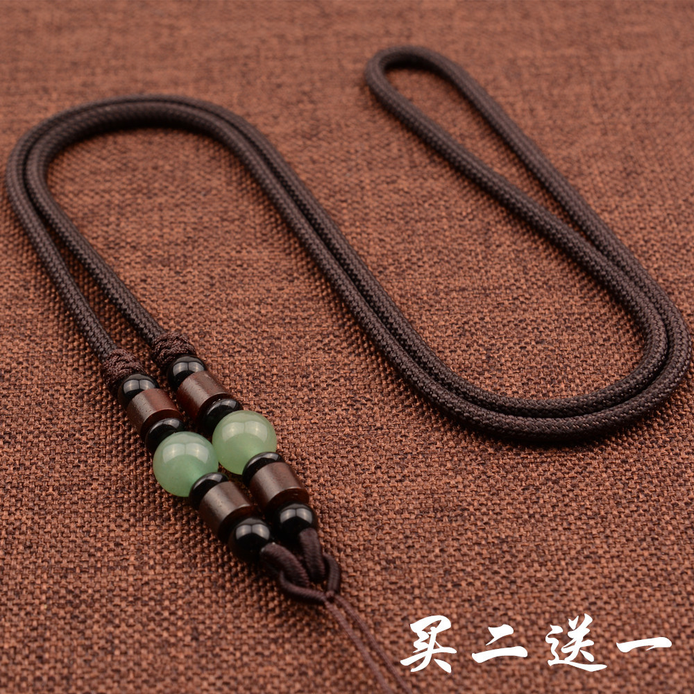 翡翠平安扣项链挂坠绳子玉佩玉佛吊坠挂绳男女玛瑙挂件绳粗款