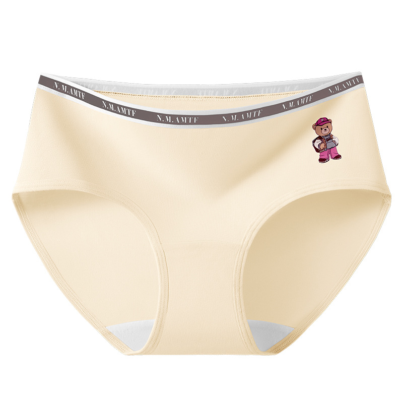 Bragas de algodón de oso para mujer, entrepierna antibacteriana para mujer, nuevo estilo americano retro para niña, pantalones cortos, ropa interior azul para mujer