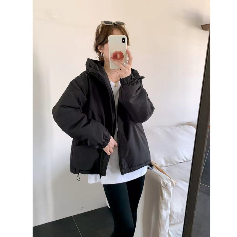 美式连帽棉服短款加厚外套女2025冬季新款韩版宽松百搭小个子棉衣|undefined