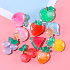 透明フルーツ手作り diy クリーム接着剤ヘアピンヘアロープヘアピングリッパー携帯電話ケース水カップステッカー樹脂アクセサリー