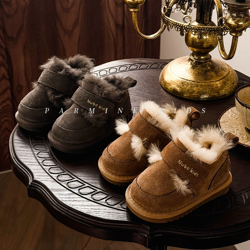 Овечья кожа, шерсть, натуральная кожа, теплые снежные сапоги, бархатные утолщенные зимние новые мужские и женские детские северо-восточные хлопчатобумажные туфли