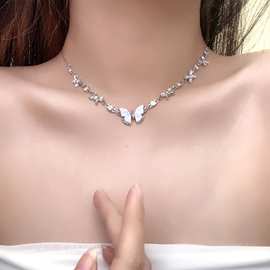 轻奢小众设计锆石蝴蝶项链女夏百搭高级感锁骨链时尚气质颈链项饰