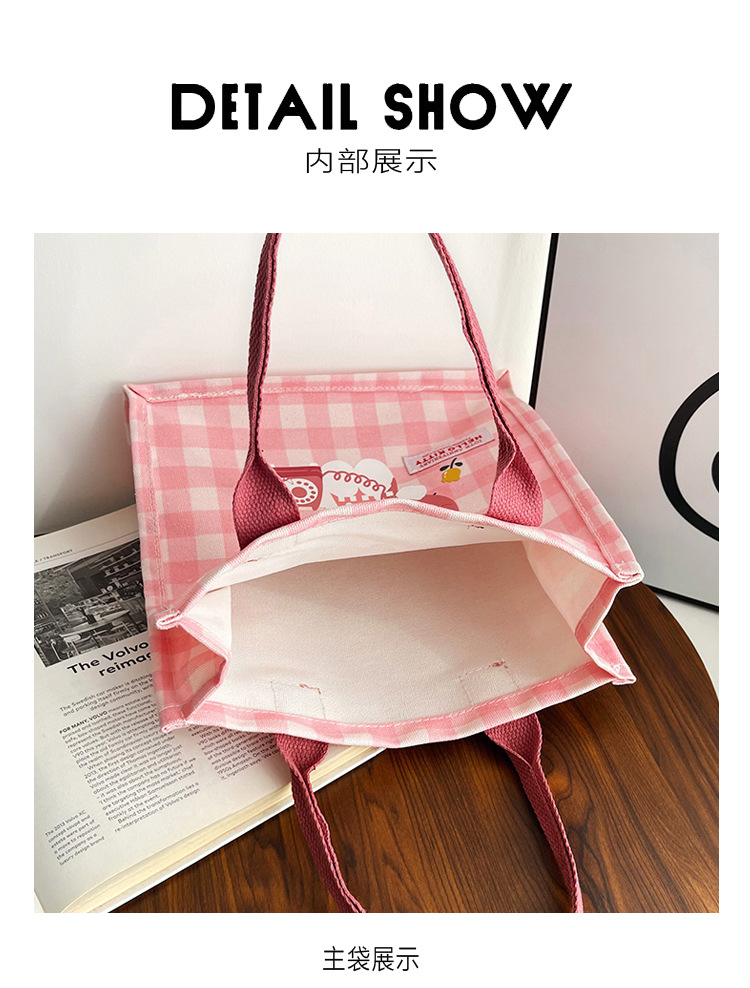 Cute cartoon cat canvas bag 2025 new style large-capacity simple and convenient tote bag with fashionable printing Item Picture