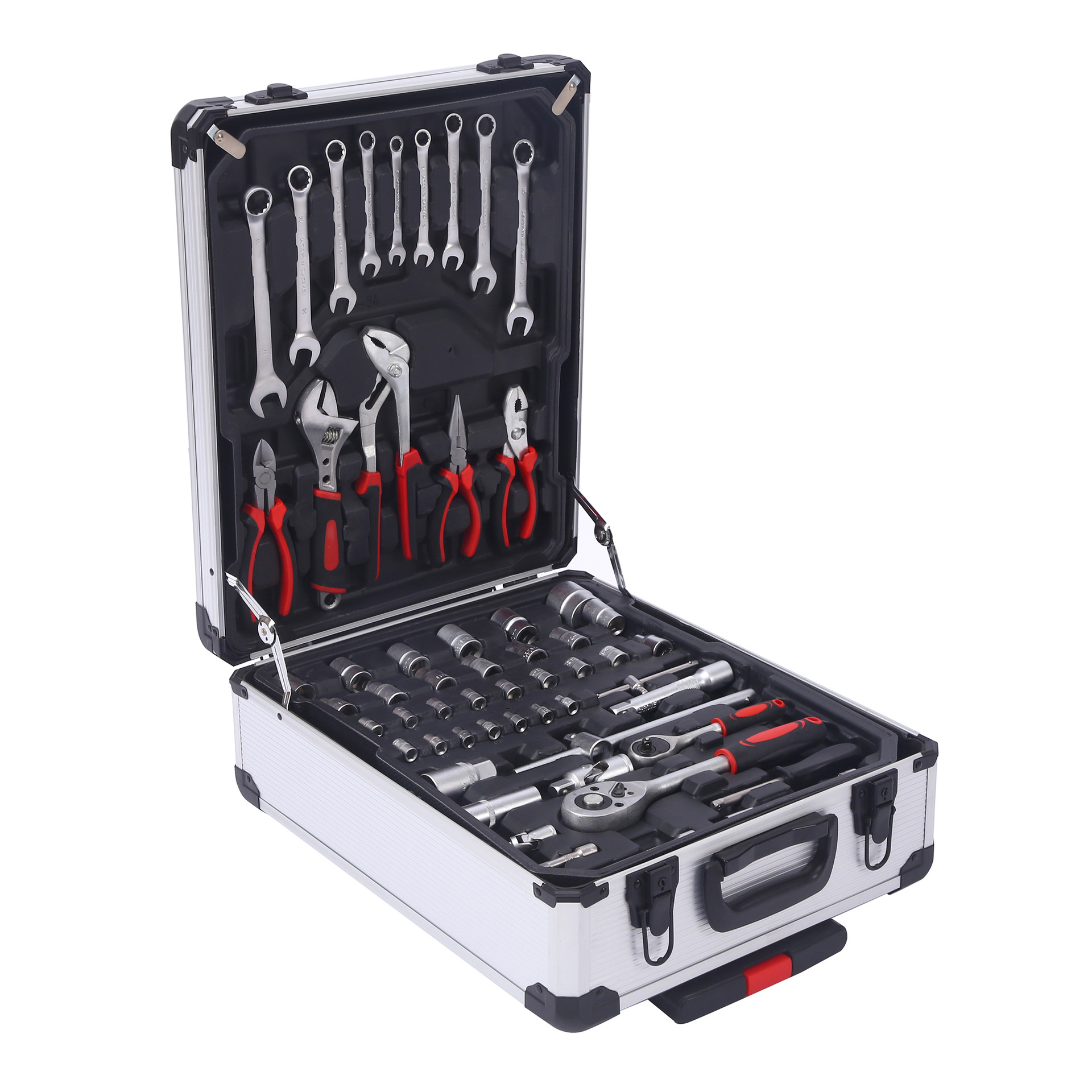 18 piezas de herramientas de hardware doméstico conjunto de reparación de automóviles de aluminio caja de barra de tracción conjunto de llave de manga