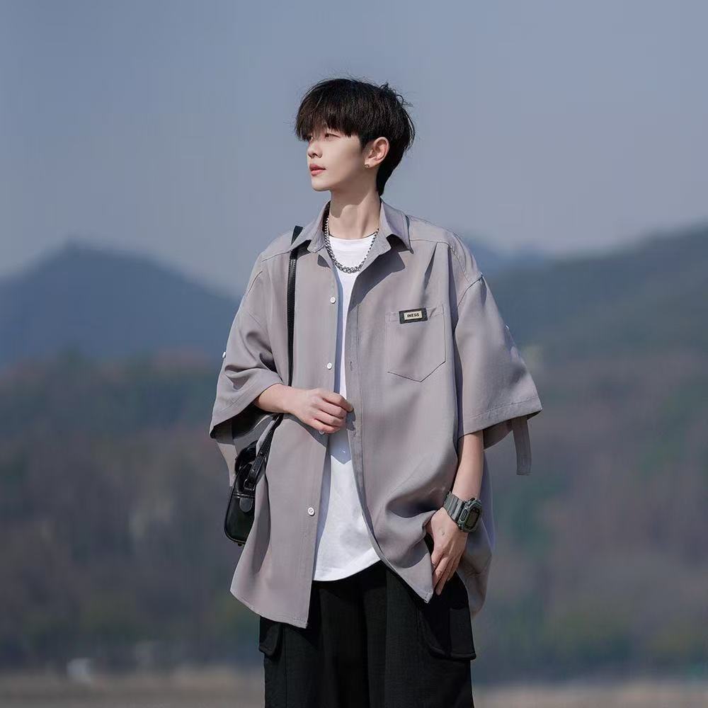 남성 여름 반팔 셔츠 캐주얼 와이드핏 데일리 상의
