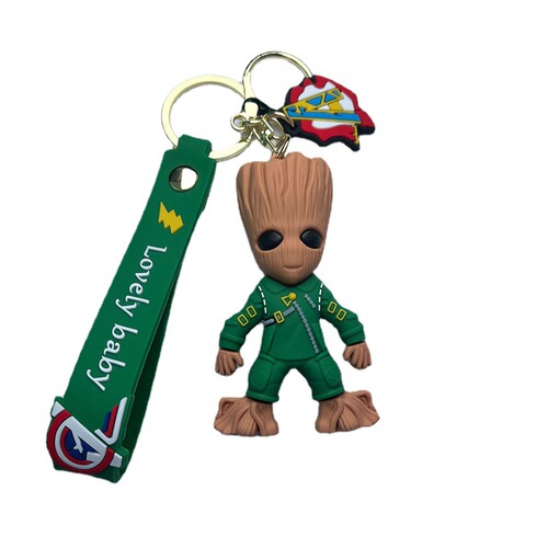 Creative cartoon tree man Groot key chain men's and women's school bag doll key pendant car pendant key chain