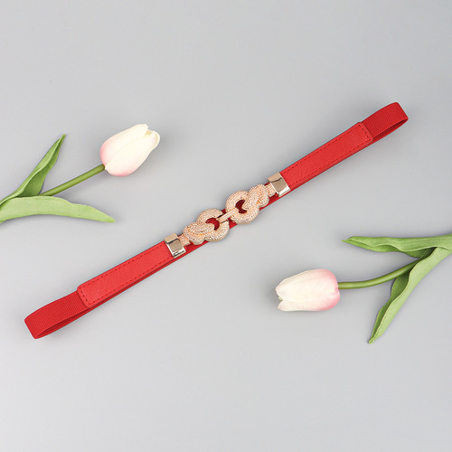 Summer new thin belt twist knot buckle high elastic quality women's belt decoration small suit dress