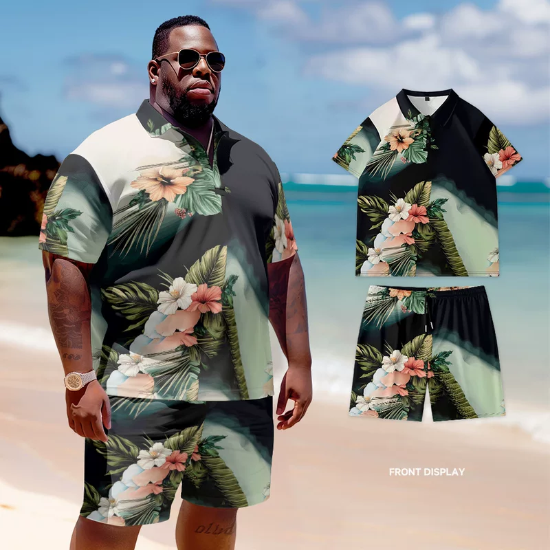(Cross-border trading), set, European style, with short sleeve, 3D, plus size