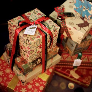 Cross-Border Wholesale Christmas Yellow Cowhide European and American Retro Wrapping Paper Pendant Christmas Tree Gift Gift Decoration Paper