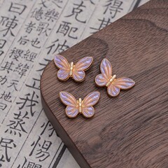 合金电泳高保直孔新款拉丝蝴蝶吊坠diy手工发饰车载挂件小配饰