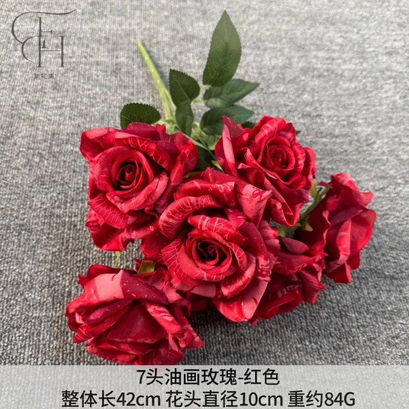 Siete Rosas al óleo