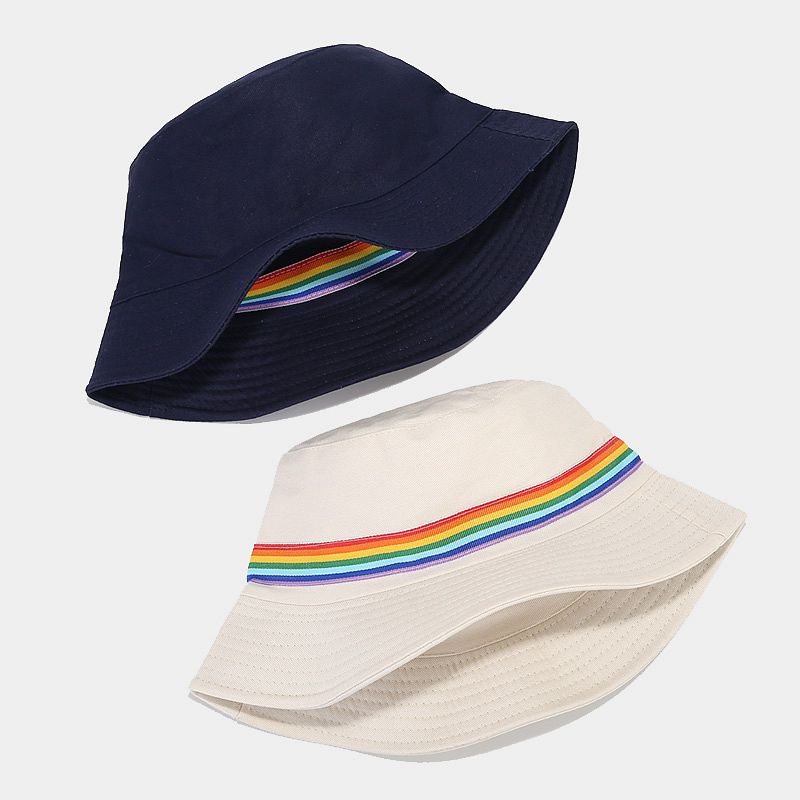 Rainbow Pattern Summer, Spring Season Unisex Streetwear Rainbow Wide Eaves Bucket Hat