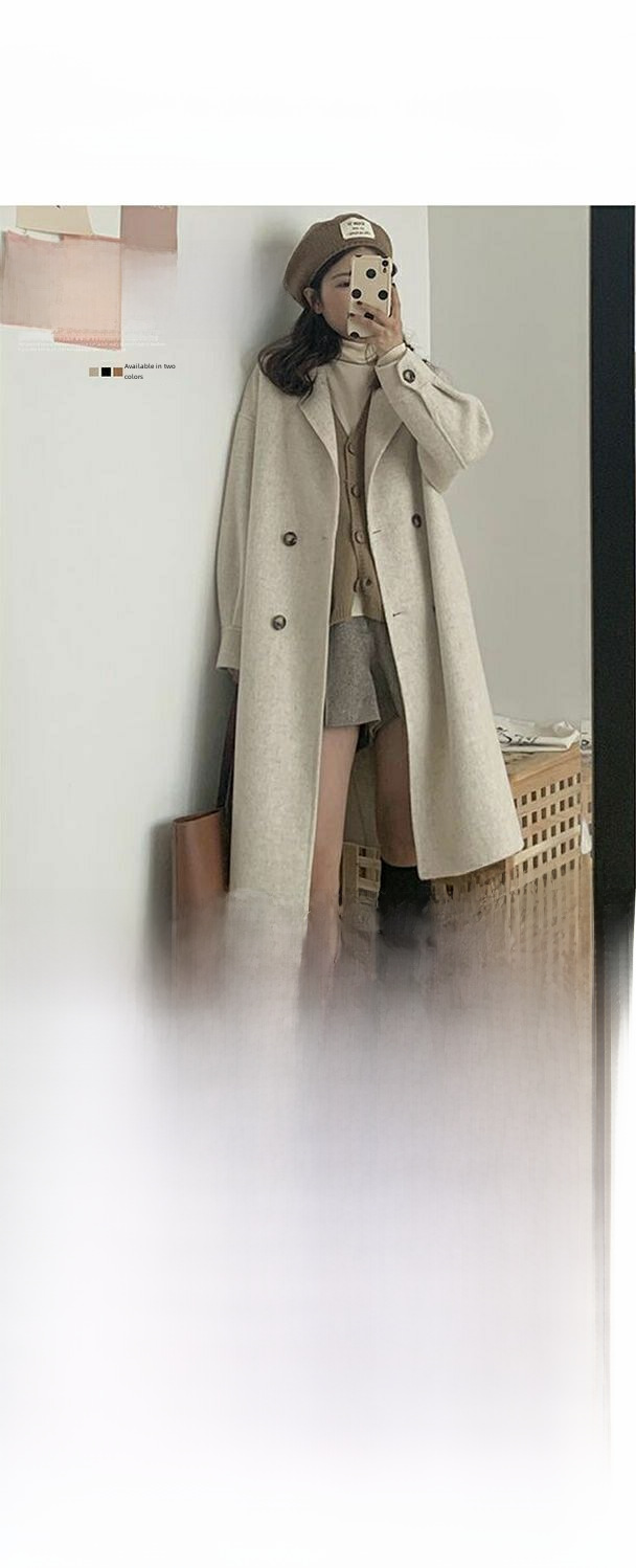 Women's Woolen Overcoat Slim Elegant Mid-length Autumn Winter_voghion.com