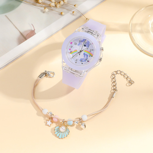 Children's watch kindergarten little girl electronic watch toy watch rainbow light-up little princess internet celebrity shiny watch