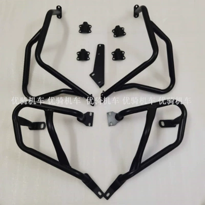 Motorcycle bumper Kle650 15-21 Years - a-set-of-upper-and-lower-protective-bars-in-black-thickened-export-quality-comes-with-a-pair-of-anti-fall-blocks