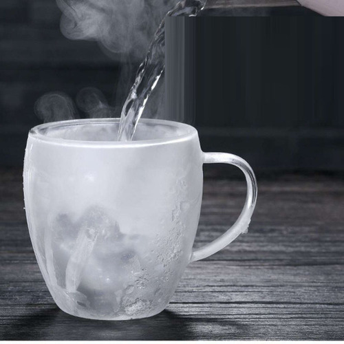 Wholesale high-borosilicate double-layer glass cups with handles—insulated, transparent office water glasses for milk, juice, and coffee