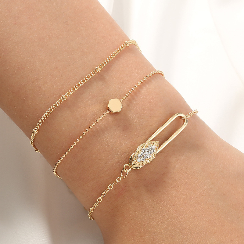 European and American Cross-border Fashion Bracelet Creative Simple Retro Golden Diamond Pin Pin Multi-layer suit Bracelet
