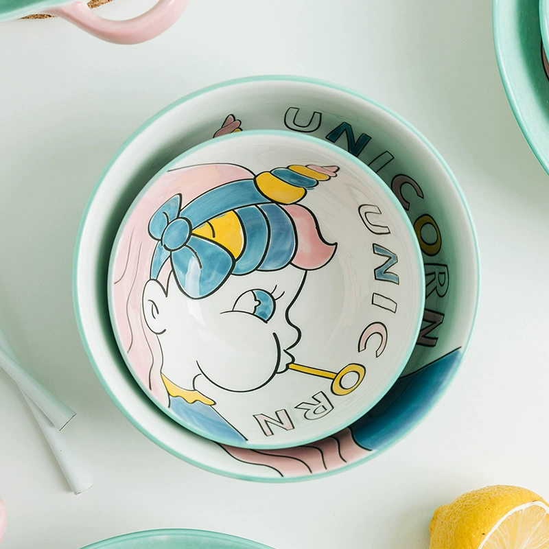 Creative cartoon tableware, ceramic set, soup bowl