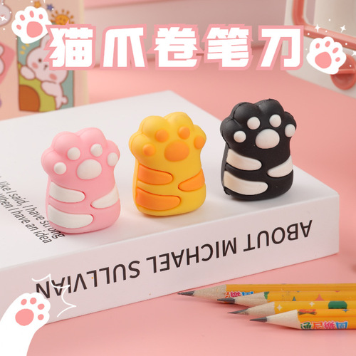 Cartoon Cute Cat Claw Pencil Sharpener Manual Mini Pencil Sharpener Children's Primary School Pencil Sharpener Stationery Gift