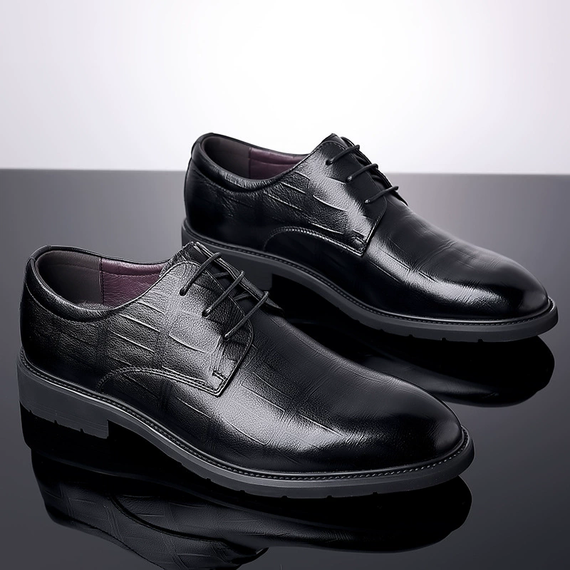Кожаная обувь, Мужская воловья кожа, модная деловая кожаная обувь в Корейском стиле, из натуральной кожи, модная мужская черная Свадебная обувь для жениха, мужская обувь