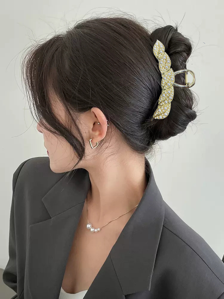 Hair Claws Hair Accessories Type Elegant Leaf Flower Bow Knot Metal Inlay Artificial Pearls Rhinestones Hair Claws