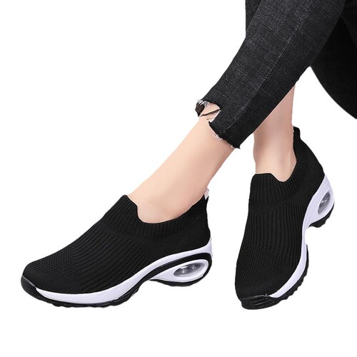 New Women's Casual Shoes Thick Sole Running Shoes Cross-border Women's Shoes Dropshipping Comfort Flyknit Breathable Slouchy Shoes
