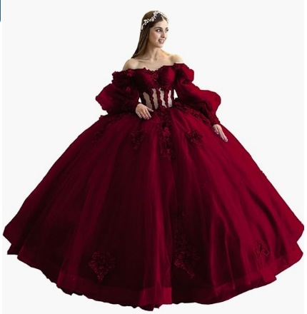 Flores vestido de adulto con mangas brillante con cuentas vestido dulce 2026 nuevo vestido de baile de hombro para mujeres image 9