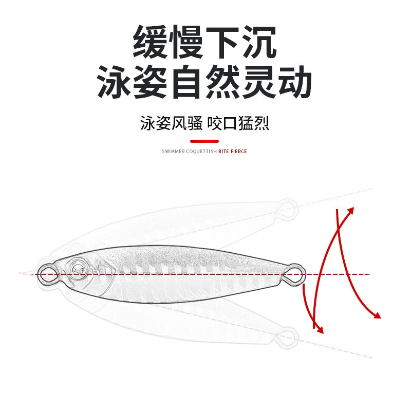 Wholesale explosive fishing shore voya shore catfish iron board sub -bait laser double hook feather hook metal fake bait hard bait
