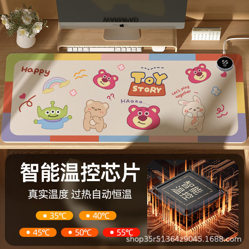 加热鼠标垫超大号加厚卡通发热暖桌垫恒温定时办公室桌面暖手垫子