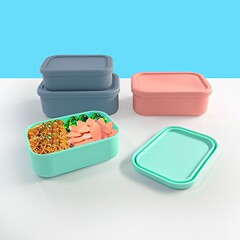 アマゾンの新型食品級シリカゲル弁当箱電子レンジ加熱保存箱収納密封ランチ弁当箱