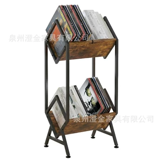 跨境定制乙烯基记录存储架复古风格用于专辑杂志书籍文件收纳整理