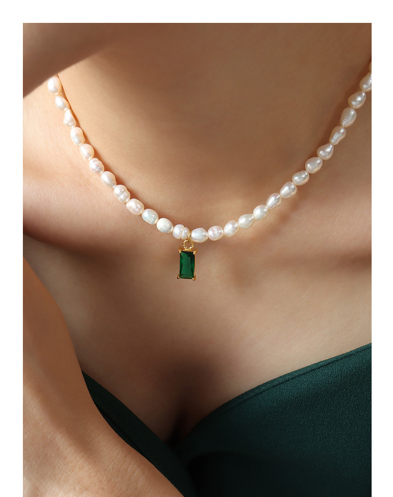 Elegant Square Imitation Pearl Titanium Steel Necklace Patchwork Pearl Necklaces