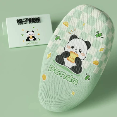 Electric car cushion: Seat Cover Sunscreen Non-Waterproof - plaid-panda-m-size