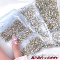 隙間埋め用尖底小粒ドリル、ホワイトドリル、チェコガラスラインストーン、爆発的な輝きのラウンドドリル、DIYアクセサリー、ネイルアート用ラインストーン、装飾品