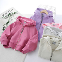 童装女童外套秋季新款童外套上衣拉链衫中大童连帽开衫儿童外套