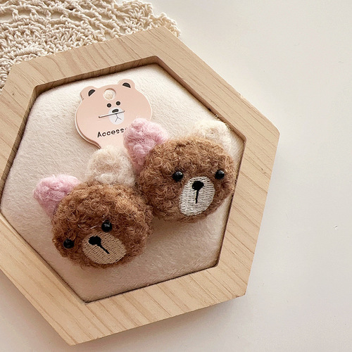 New autumn and winter cute cartoon felt bears for children and girls, hair bands, rubber bands, hair ropes, hair accessories, hair accessories