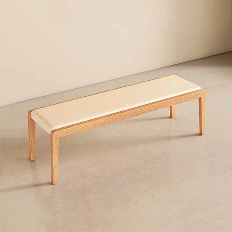 Cream-wind madera madera maciza banco de madera de cera blanca nórdica simple japonés muebles de salón zapatos taburete de cama taburete
