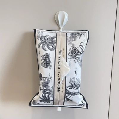 High-End Car Tissue Box Original Love Jungle Fabric Tissue Bag Box Car Hanging Good Supplies Tissue Cover (Car tissue box/set) - jungle