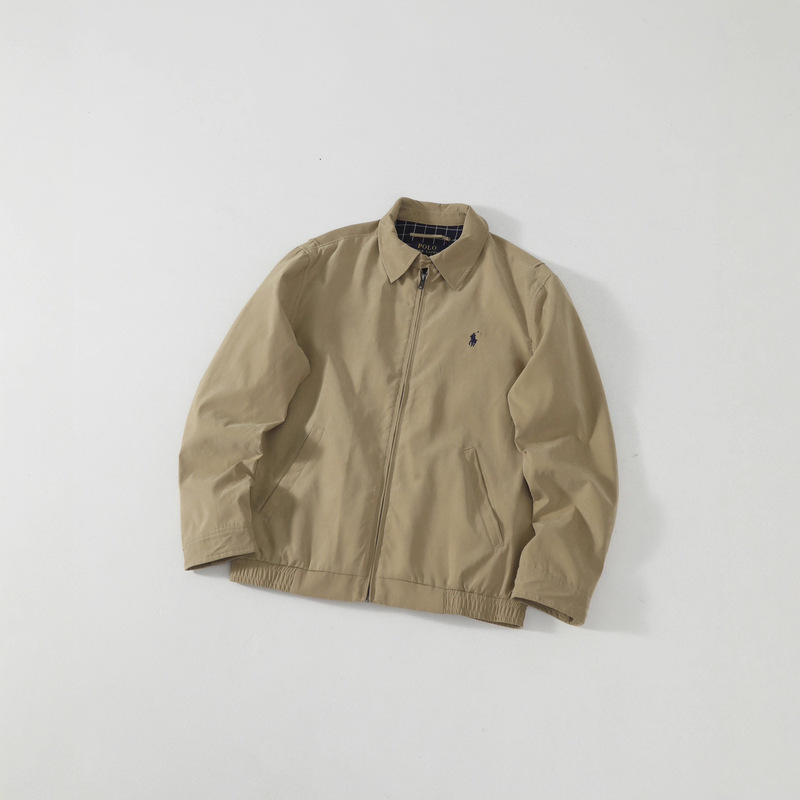 Cross-Border Wholesale Spring and Autumn Rl Lao Guan Dui Pony Embroidered Jacket Coat with a Turn-Down Collar, Old Money Style Couple's Jacket Cross-Border Wholesale Spring and Autumn Rl Lao Guan Dui Pony Embroidered Jacket Coat with a Turn-Down Collar, Old Money Style Couple's Jacket