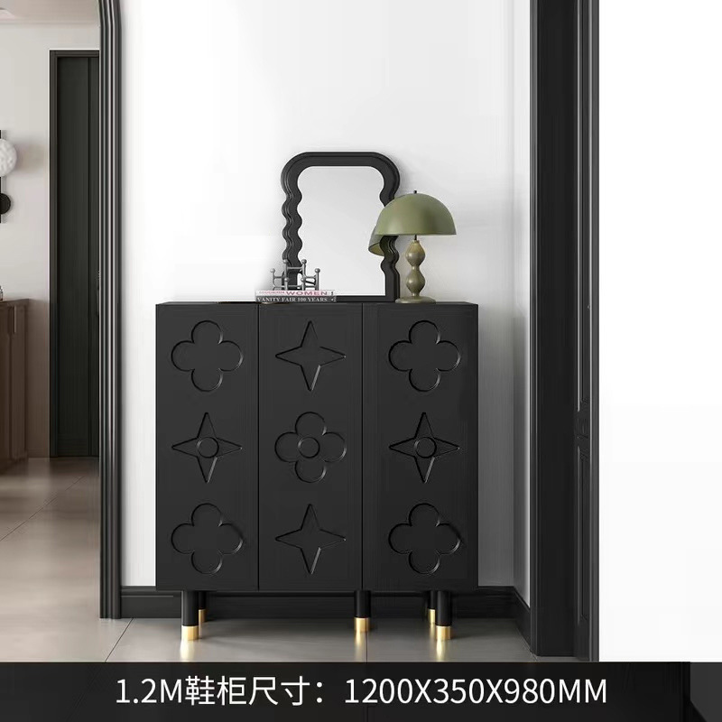 黒い靴箱の復古風家庭の入り口の超薄型の靴箱の玄関棚の高級感があります。|undefined