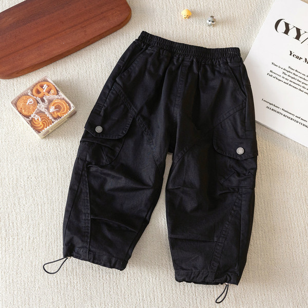 Solid color children's spring casual trousers for leisure for boys