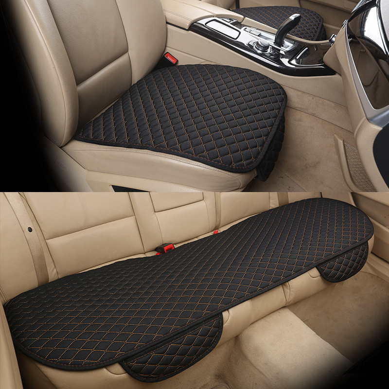 Cojín de asiento de coche de tela de lino pequeño cojín de asiento de coche de tres piezas cojín de asiento de coche universal transpirable verano coche cojín fresco
