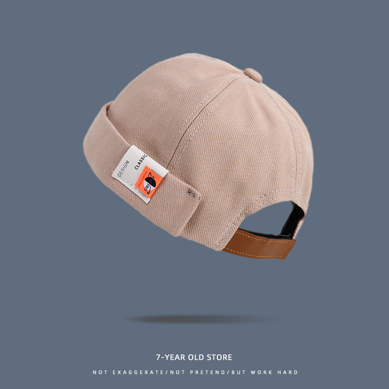 Sombrero de piel de melón sin aleros de hip-hop callejero japonés, estudiante, sombrero de propietario retro callejero, sombrero yuppie de moda coreana, hombre